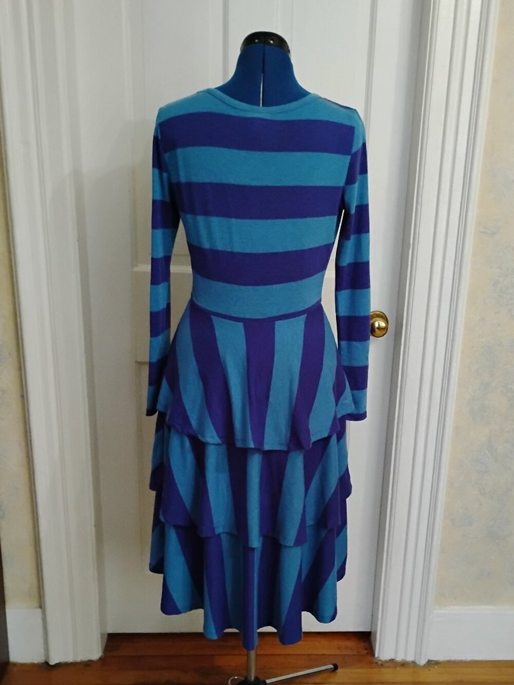 LuLaRoe Blue Stripe Georgia Dress - Picture 3 of 6